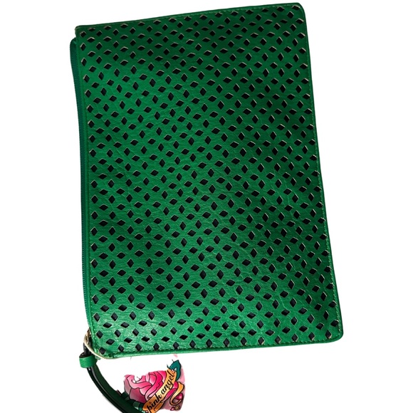The Limited, Emerald Green, Gold accent Clutch, Faux Leather. - Picture 4 of 7